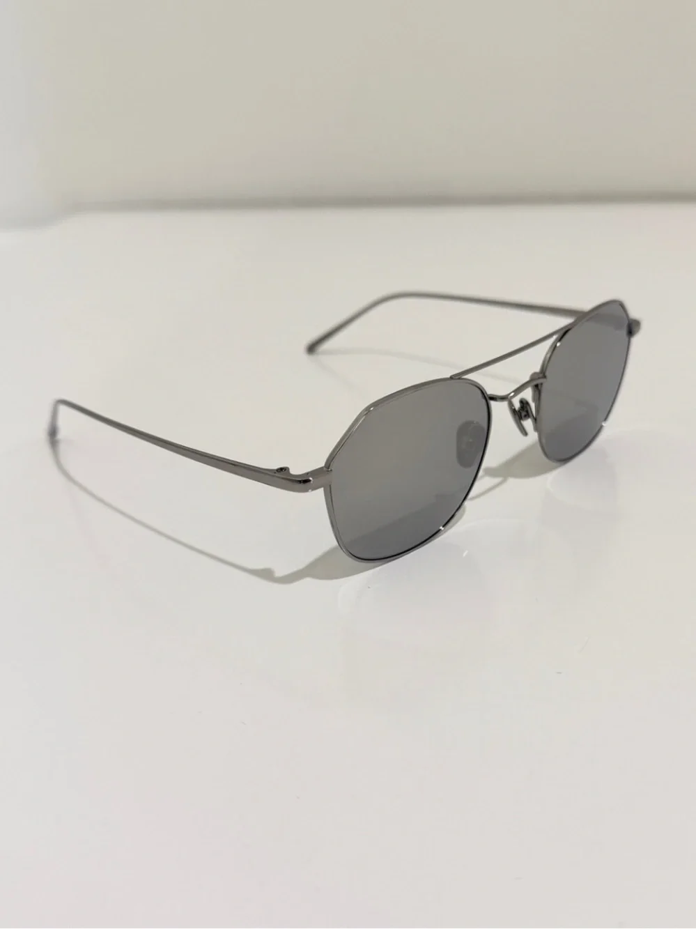 Linda Farrow Dante LFL977 Sunglasses 22K White Gold Aviator NIB Full Set